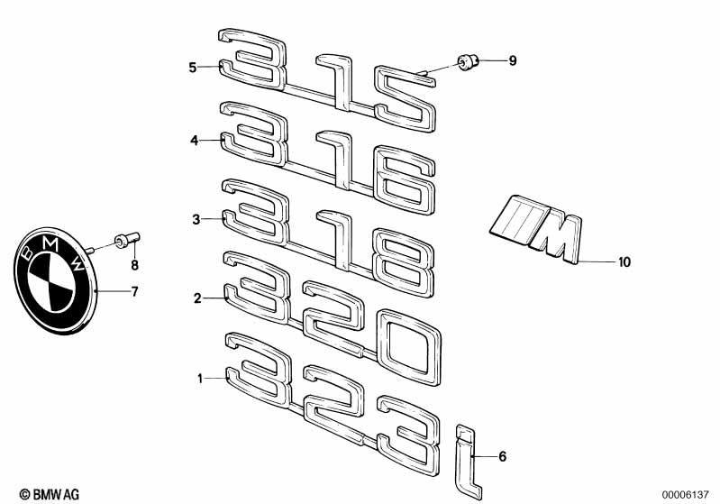 Genuine BMW 51141917739 E30 E31 E32 Letter 