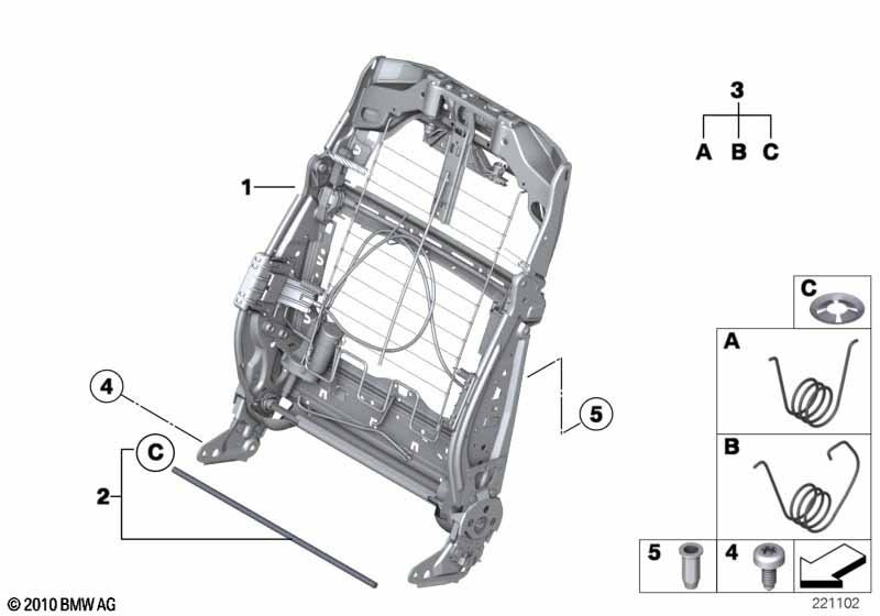 Genuine BMW 52109117545 F02 F03 F04 Backrest Frame, Comfort Seat (Inc. 740dX, 730i & 740Li) | ML Performance EU Car Parts