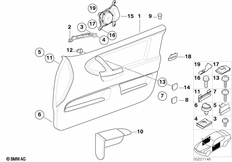 Door trim panel, front