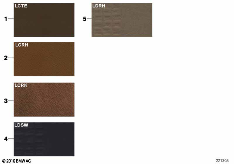 Sample chart, upholstery colors, leather