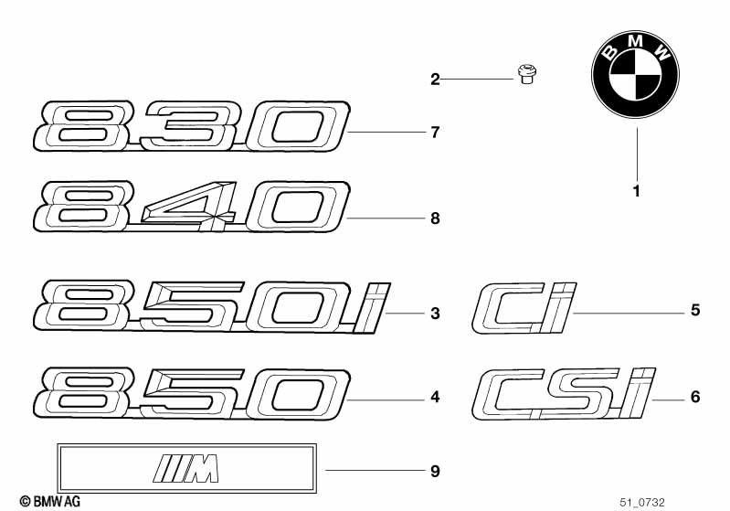 Genuine BMW 51148165174 E31 Emblem Adhered Rear -CI- (Inc. 840i) | ML Performance UK Car Parts