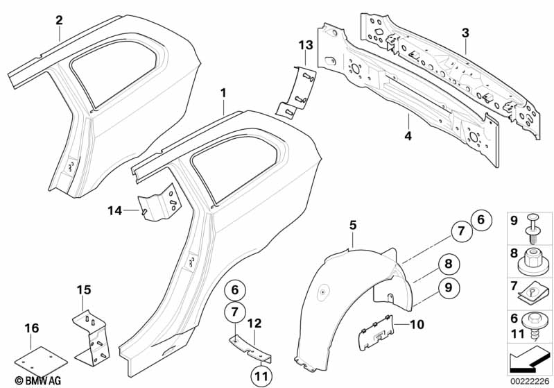 Genuine BMW 41217275582 E61 Reinforcement Plate, C-Pillar, Left (Inc. M5, 530i & 525xi) | ML Performance EU Car Parts