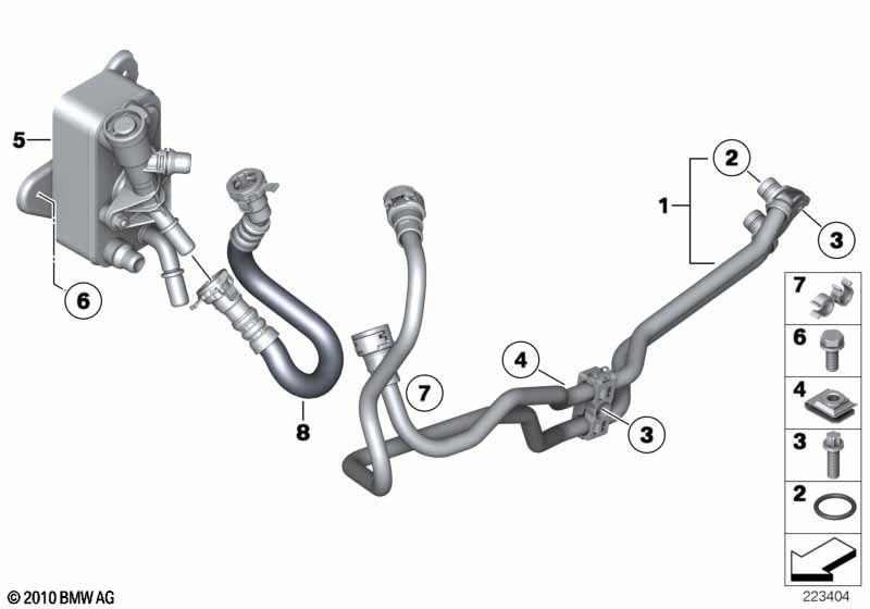 Oil-cooler pipe/heat exchanger