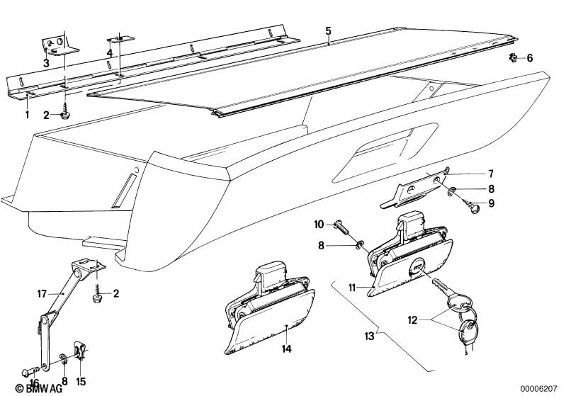 Glove box mounting parts