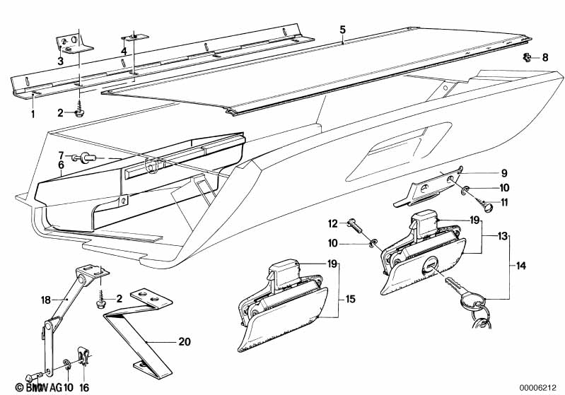 Glove box mounting parts
