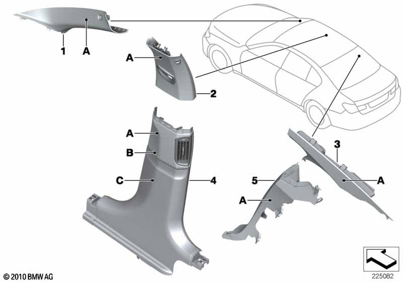 Genuine BMW 51437978332 F02 F01 F04 Trim, C-Pillar, Leather, Lower Right INDIVIDUAL (Inc. 760i, 750LiX 4.4 & ALPINA B7X) | ML Performance EU Car Parts