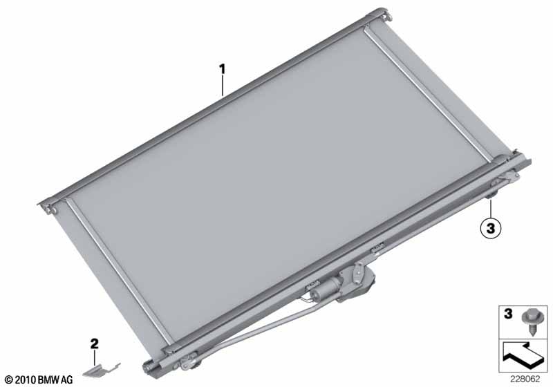 Sun blind, rear window shelf