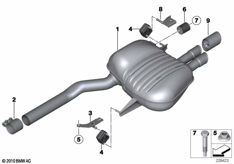 Genuine BMW 18307646923 Rear Muffler (Inc. 523i, 528i & 530i) | ML Performance EU Car Parts