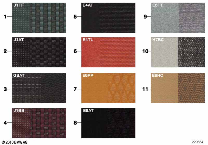 Samples, upholstery colors, leather/fabr