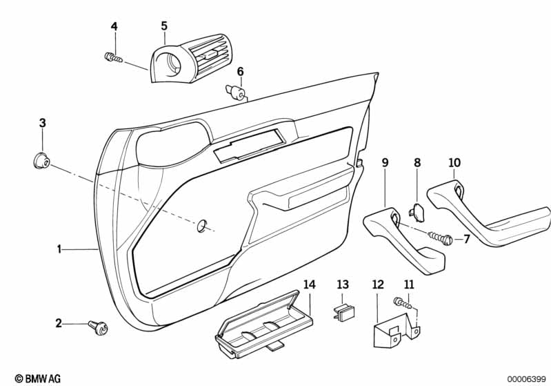 Door trim panel, front