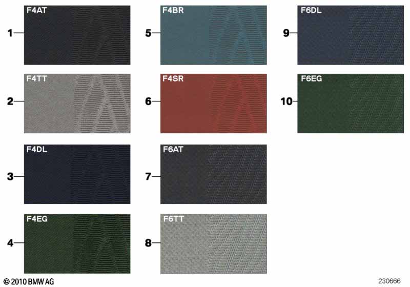 Sample page, upholstery colors, fabric
