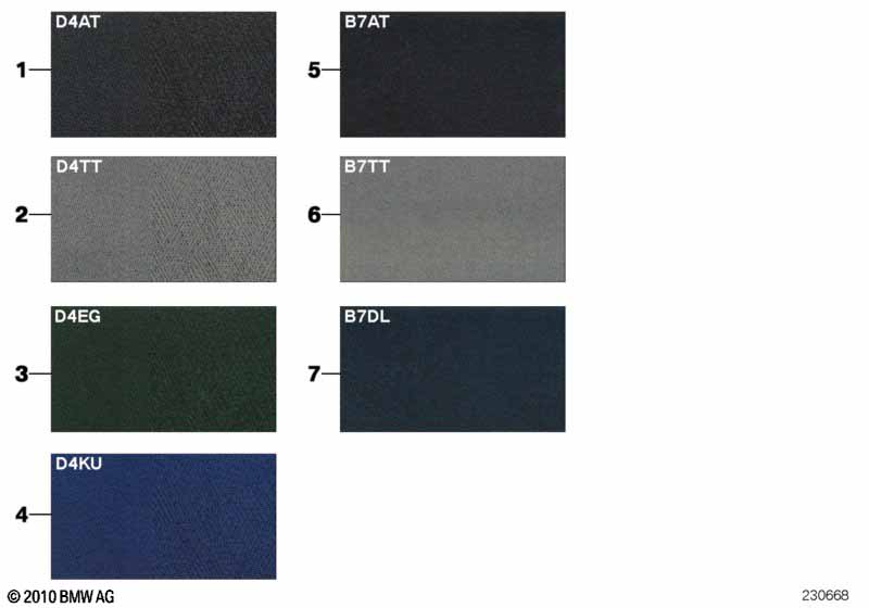 Sample page, upholstery colors, fabric