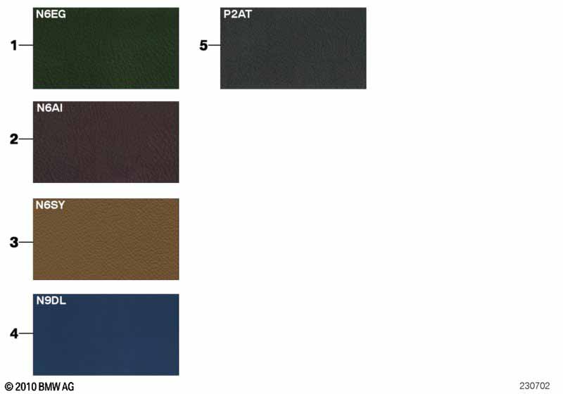 Sample chart, upholstery colors, leather