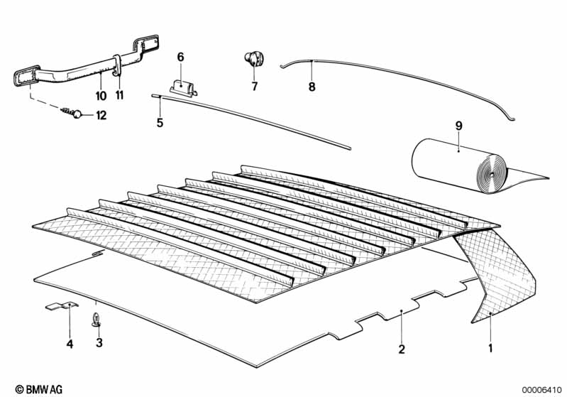 Roof trim-headlining/handle