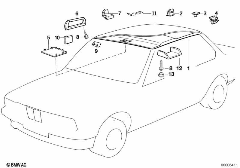 Roof trim-headlining moulded/handle