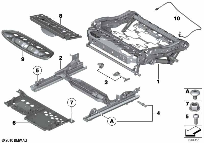 Genuine BMW 52107269529 F10 F07 F11 Seat Frame, Manual Left (Inc. 530dX, 530d & 550iX) | ML Performance UK Car Parts