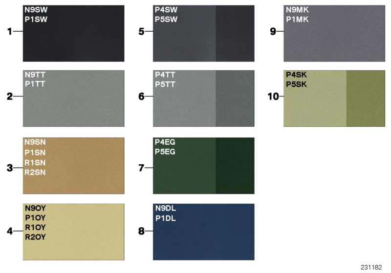 Leather Colors Chart