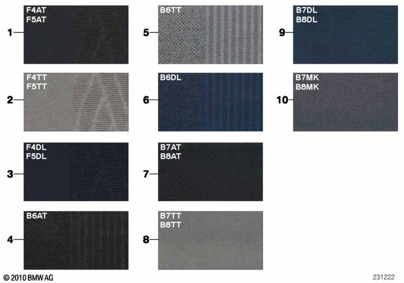 Sample page, upholstery colors, fabric