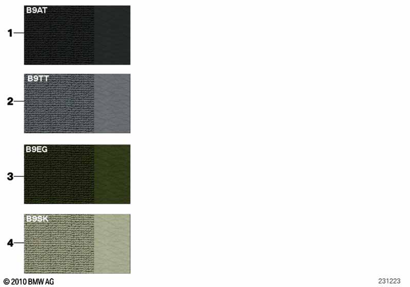 Samples, upholstery colors, leather/fabr