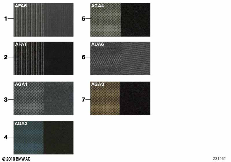 Sample page, upholstery colors, fabric