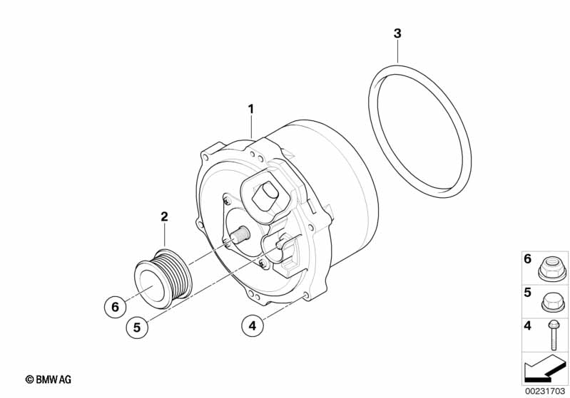 Genuine BMW 12311708607 E38 E65 E53 Pulley Alternator D=49 (Inc. 750i, X5 4.4i & 735i) | ML Performance UK Car Parts