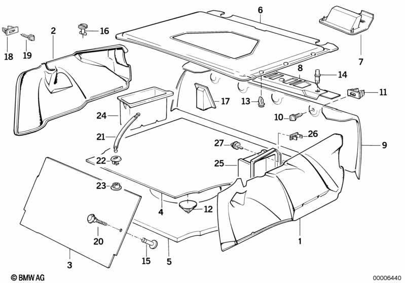 Genuine BMW 51498114502 E32 Trunk Lid Trim Panel MITTELGRAU (Inc. 740iL, 740i & 750iL) | ML Performance EU Car Parts