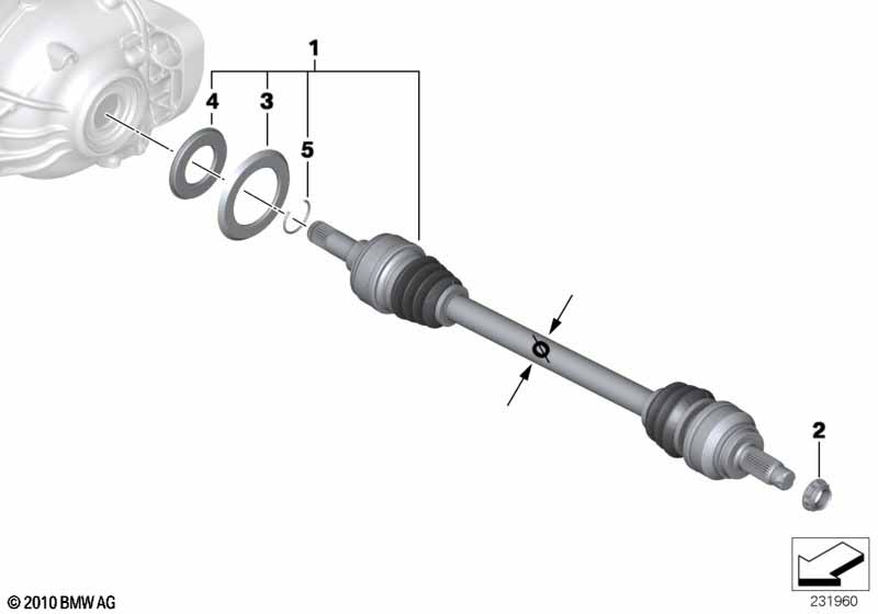 Genuine BMW 33207598032 F25 F26 Output Shaft Right D=39mm (Inc. X3) | ML Performance EU Car Parts