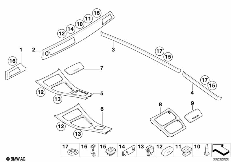 Interior strips, aluminum, glaciersilber