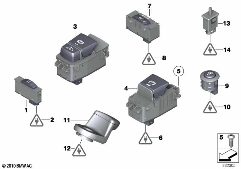 Genuine BMW 61319877889 Switch For Parking Brake/Auto-Hold (Inc. X3 35dX, 528iX & Alpina B6) | ML Performance EU Car Parts