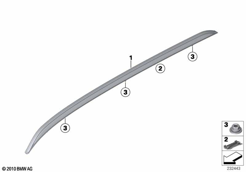 Genuine BMW 51138047360 F25 Roof Railing, Right GLANZSCHWARZ (Inc. X3) | ML Performance EU Car Parts