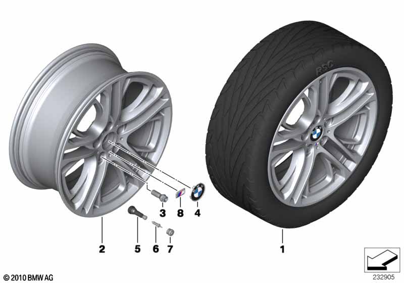 Genuine BMW 36116787583 F25 F26 Gloss-Turned Light Alloy Rim 10JX20 ET:51 (Inc. X3) | ML Performance UK Car Parts