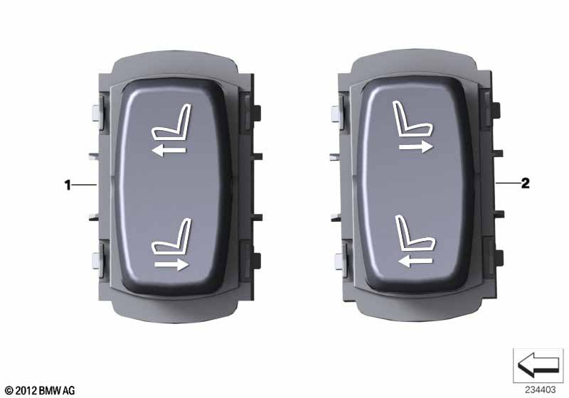 Switch for seat adjustment, rear entry