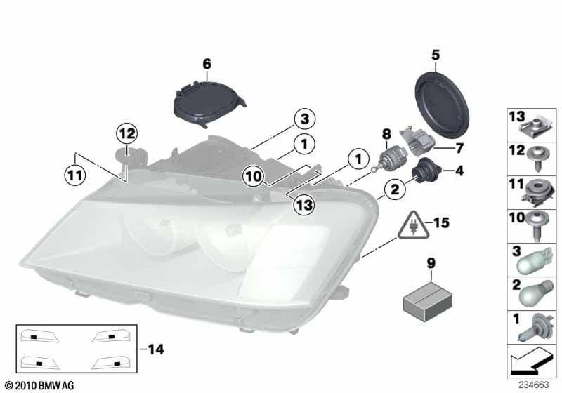 Individual parts for headlamp, halogen