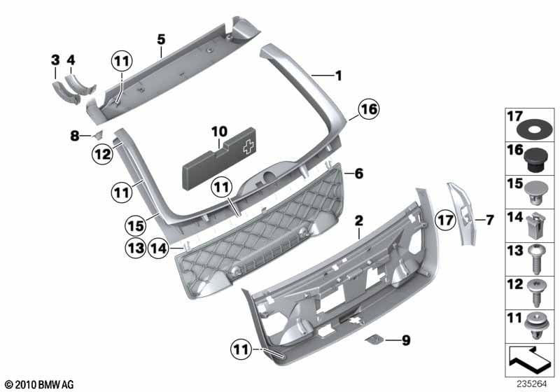 Trim panel, trunk lid