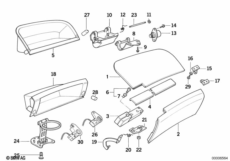 Genuine BMW 51168169113 E31 Cover Glove Box Lower SILBERGRAU (Inc. 840i, 850CSi & 840Ci) | ML Performance EU Car Parts