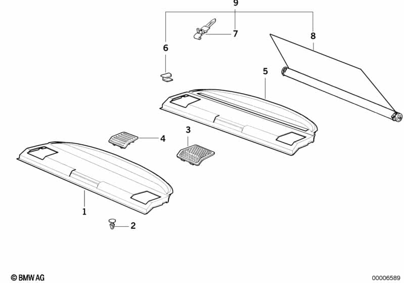 Sun blind, rear window shelf
