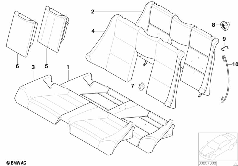 Seat rear, upholstery & cover base seat