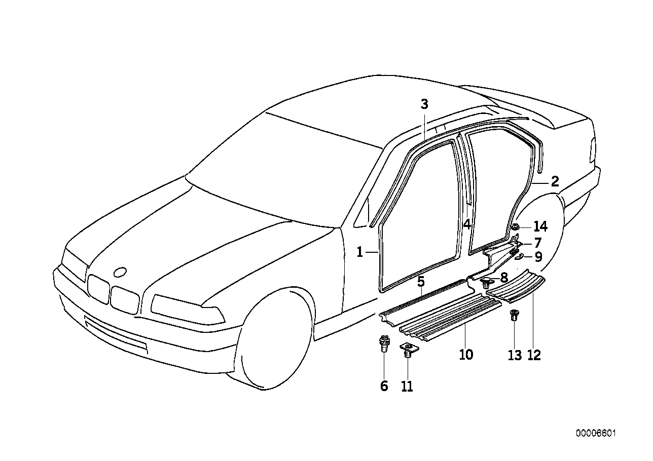 Genuine BMW 51478234047 E36 E67 E66 Sill Strip Clip (Inc. Alpina B7, 316i 1.6 & 730d) | ML Performance UK Car Parts