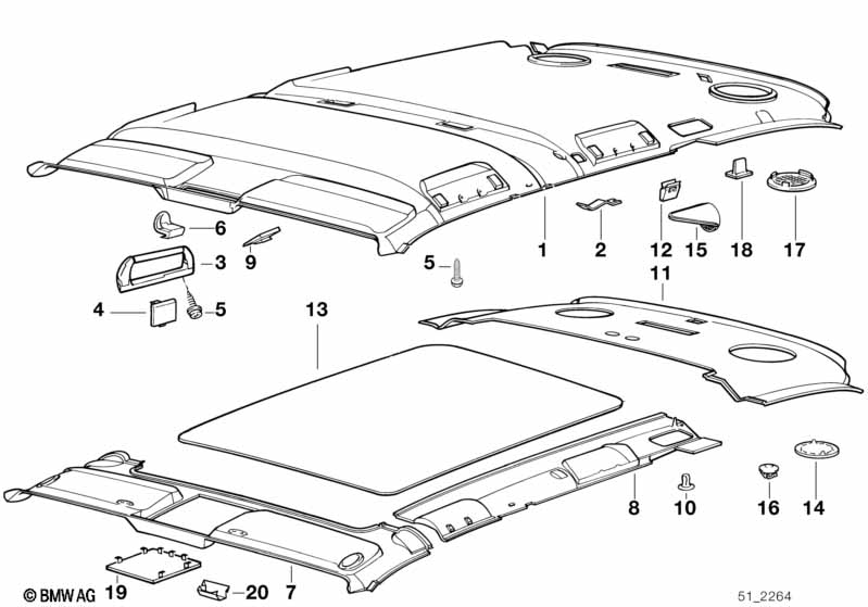 Genuine BMW 51448149134 E34 Covering Headlining Right PERGAMENT (Inc. 525ix, 518i & 520i) | ML Performance EU Car Parts