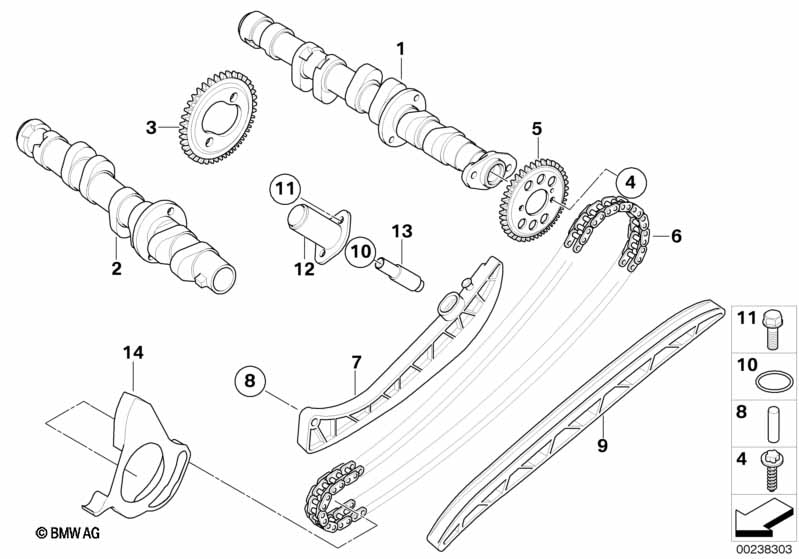 Camshaft, camshaft gear, timing chain