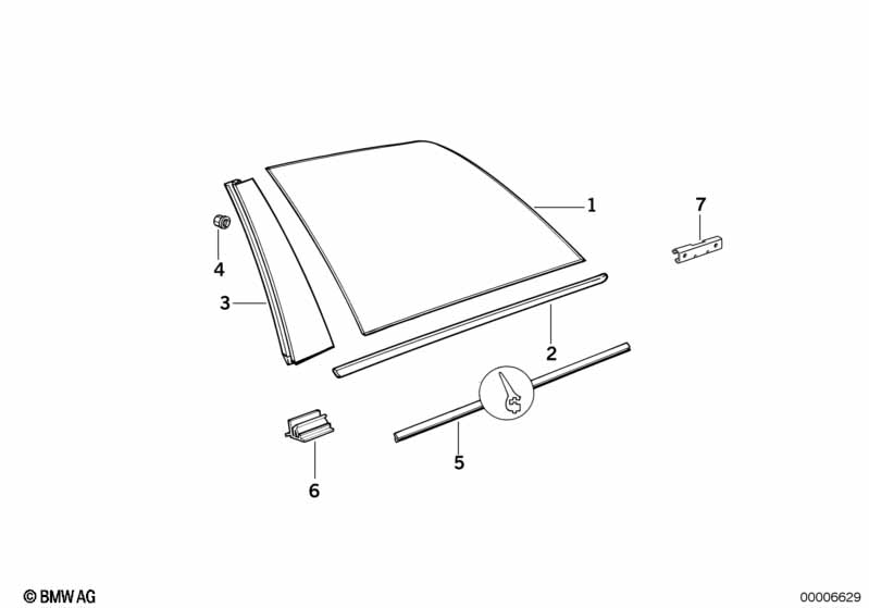 Side window, fixed position