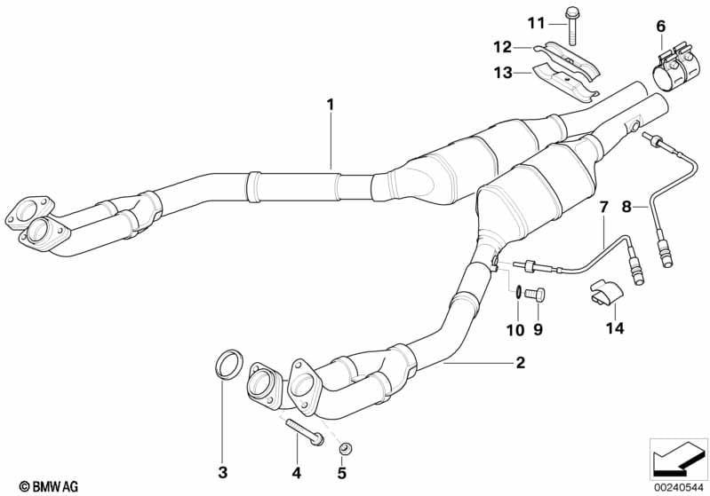Catalytic converter/front silencer