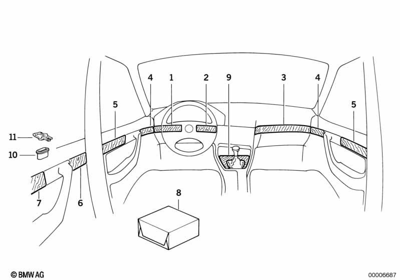 Genuine BMW 51418111189 E32 Wooden Cover Rear Left NUSSBAUM (Inc. 750i, 740i & 750iLS) | ML Performance EU Car Parts