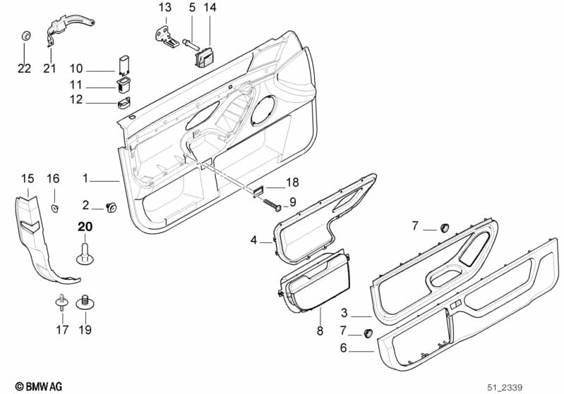 Door trim panel, front