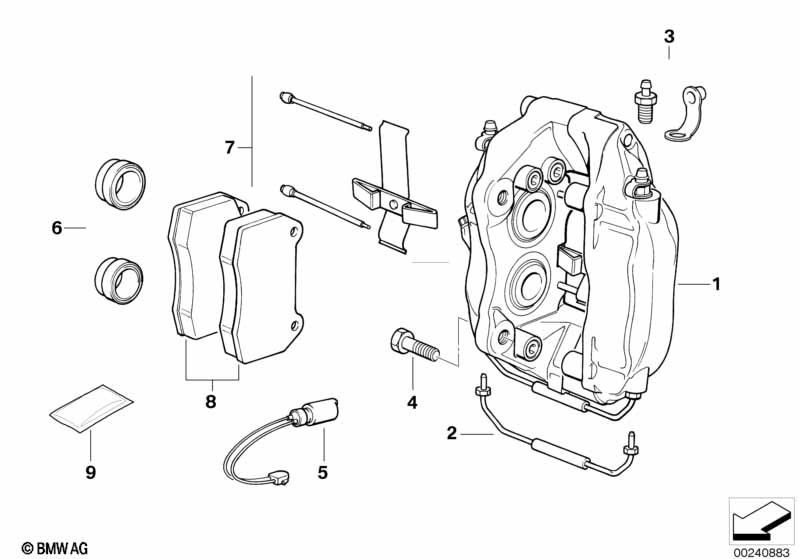 Front brake pad wear sensor