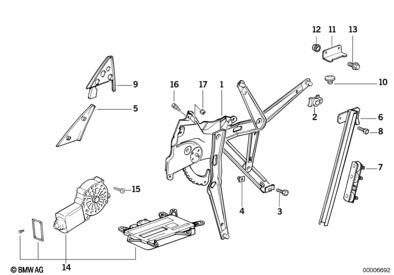 Door window lifting mechanism front