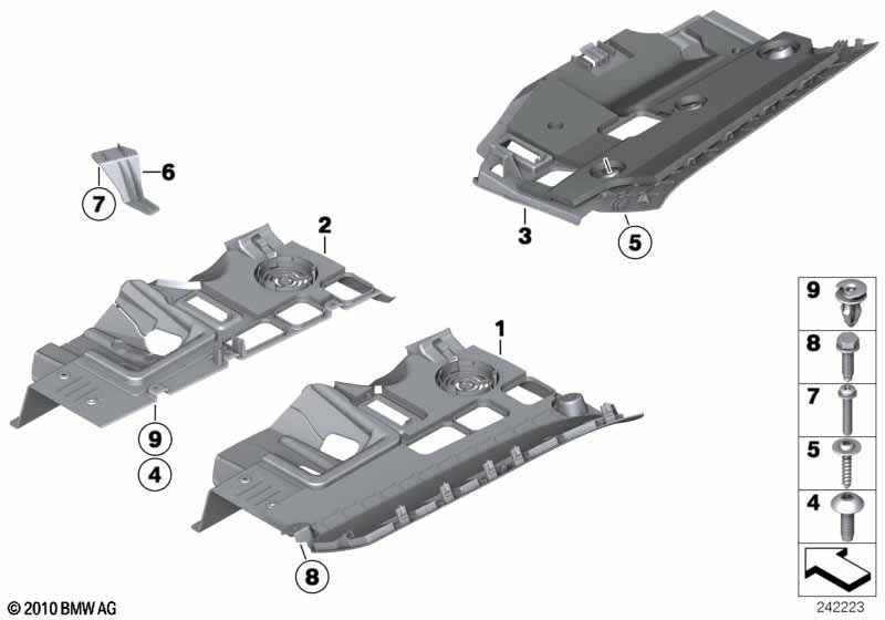 Mounting parts, I-panel, bottom