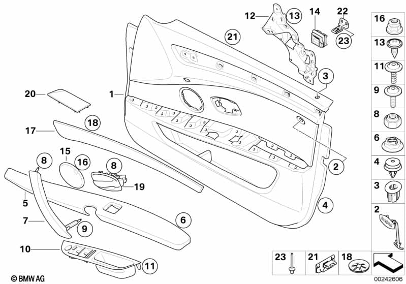 Door trim panel, front / side airbag