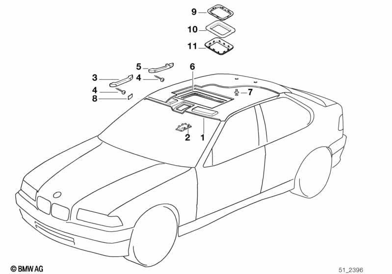 Genuine BMW 51442258323 E36 Cover Sliding Roof Motor ANTHRAZIT (Inc. 316i 1.6, M3 & 323i) | ML Performance EU Car Parts