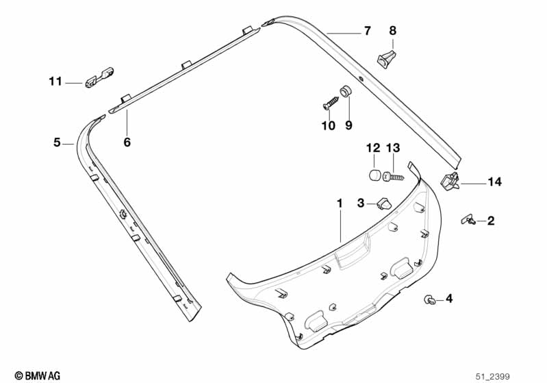 Genuine BMW 51498191271 E36 Upper Trunk Lid Trim Panel SCHWARZ (Inc. 316i 1.9) | ML Performance UK Car Parts